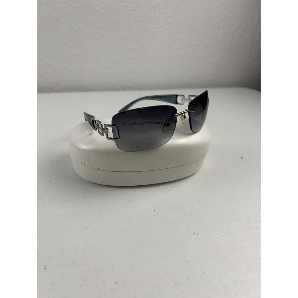 Calvin Klein‎ Womens Blue/Gray Silver Sunglasses R324S 010 With Case